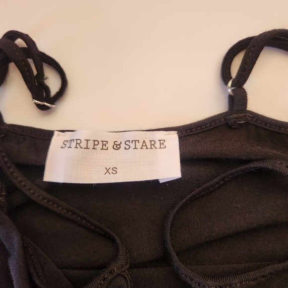 Stripe & Stare Spaghetti Stap Black Bodysuit Super Soft Size XS - Picture 5 of 12